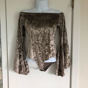 Never Worn Soft Velour off shoulder body suit